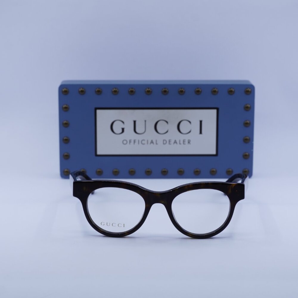 Gucci GG1792O 002 Square Eyeglasses - Dark Havana 46mm - Picture 2 of 9